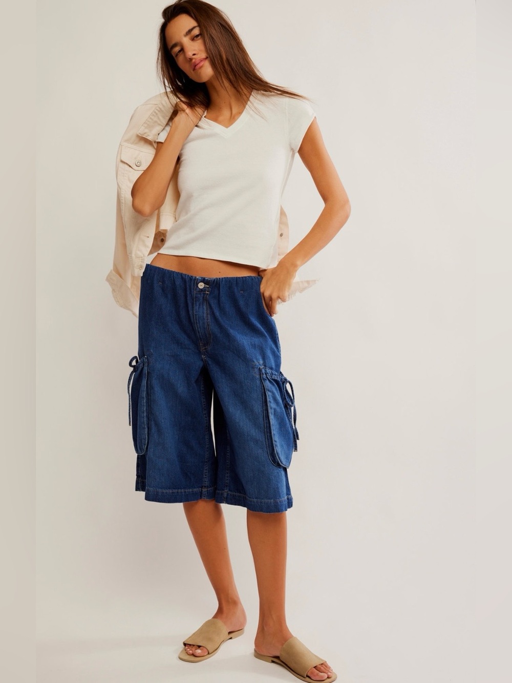 Free People We The Free Marty Crop Cargo Jeans, exaggerated bermuda
